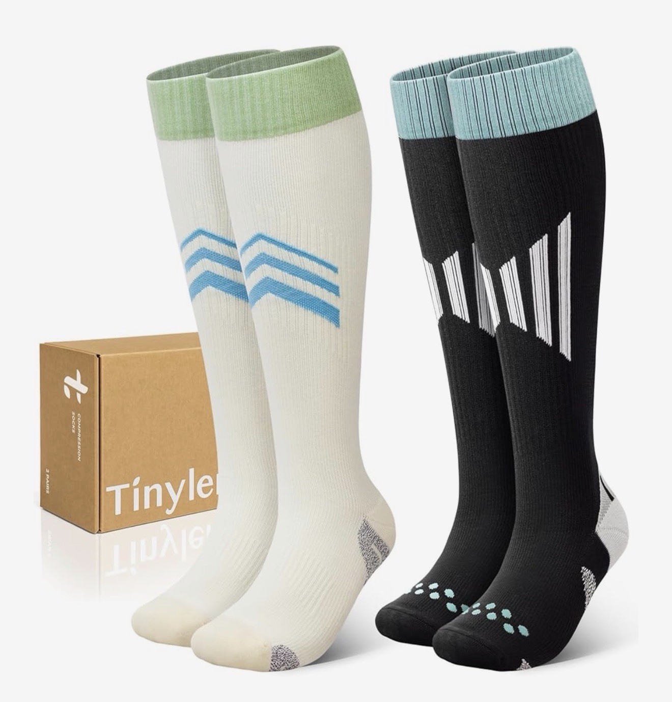 TINYLEMON Wide Calf Compression Socks for Women & Men 15-20 mmHg Cushioned S/M