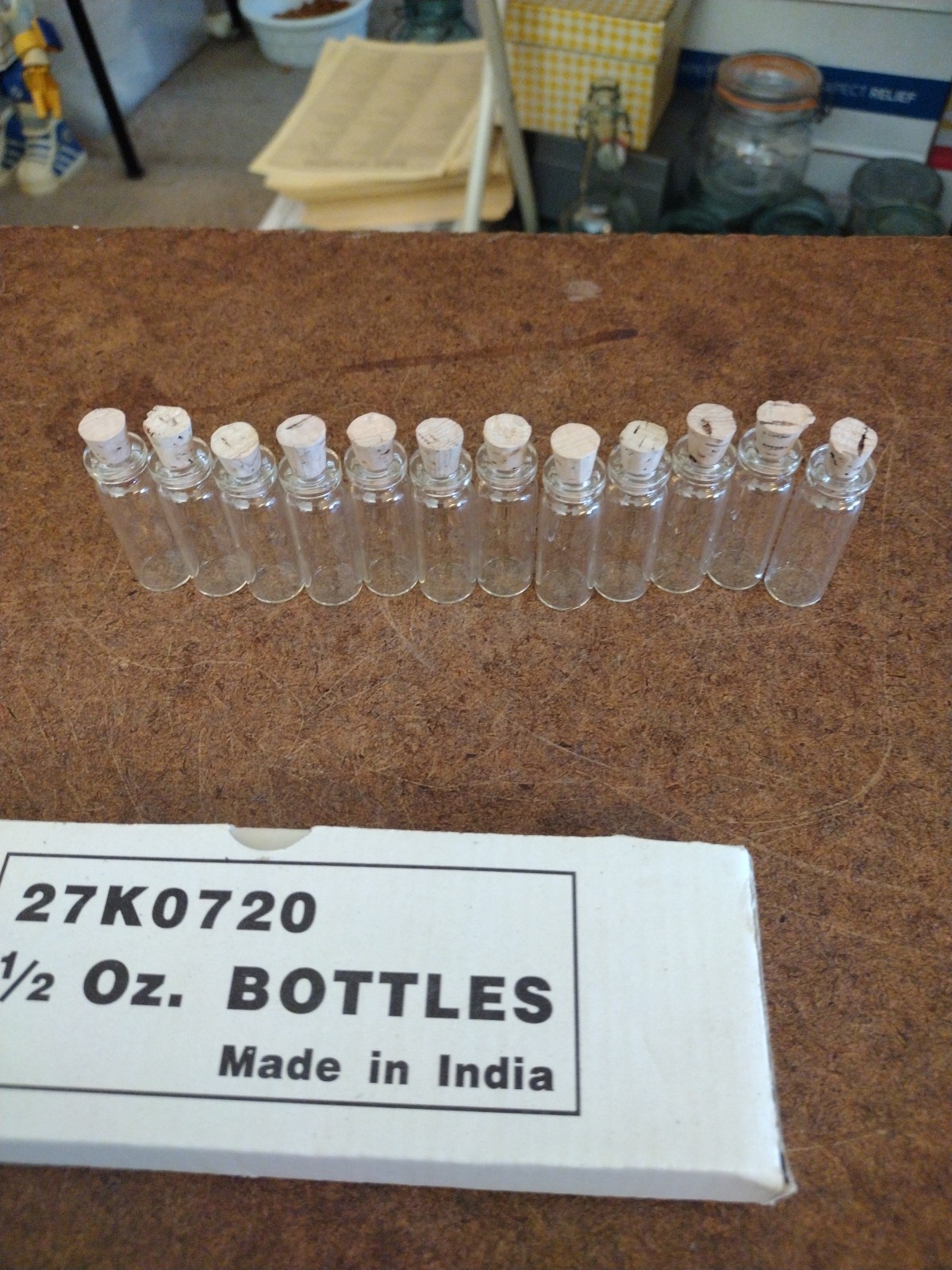 One Dozen .5 oz Glass Bottles With Cork Stoppers 2"