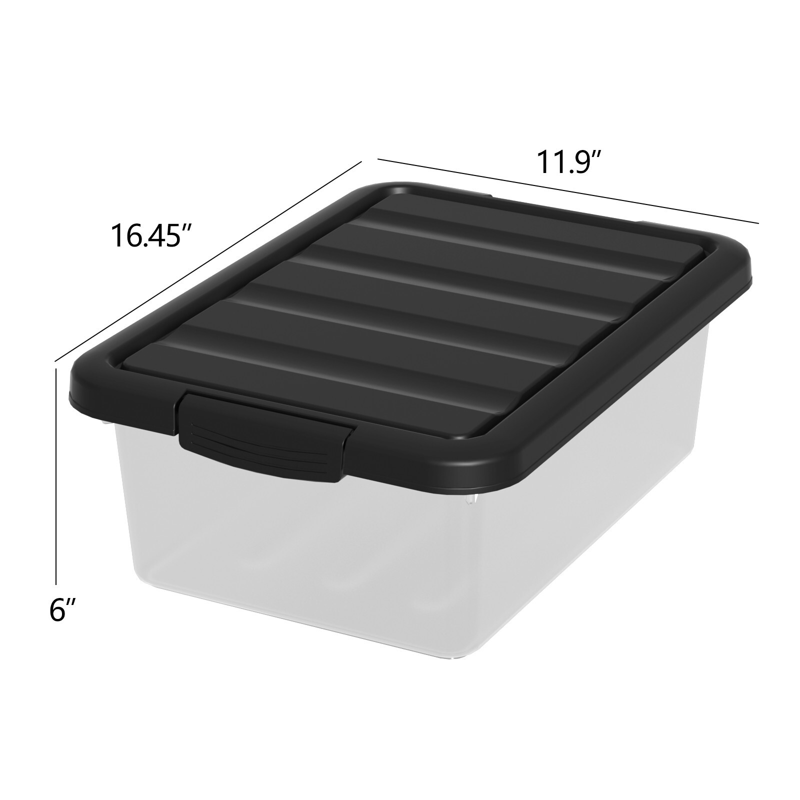 14 Quart Plastic Latching Box with Lids, 6 Packs Stackable Storage Containers