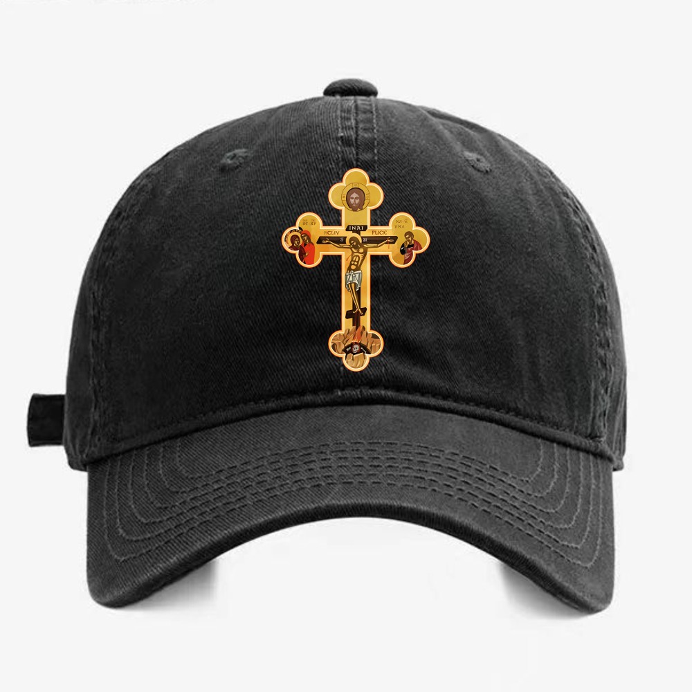 Unisex Orthodox Christian Cross Crucifix Dad Hat-Byzantine Faith Cap Multi-Color