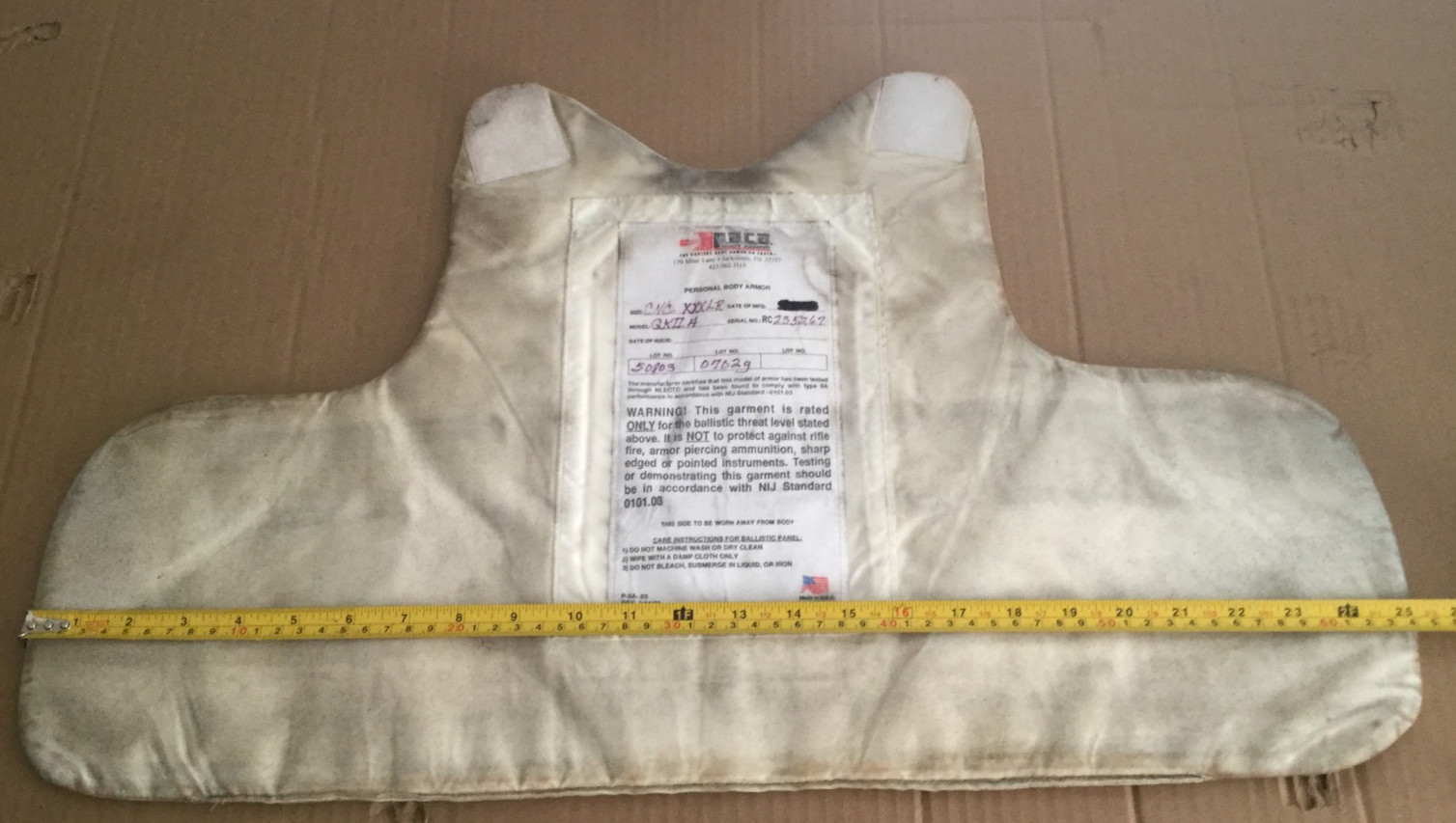 bullet proof  lvl IIA body armor ballistic armor in fair to good XXXL 23567