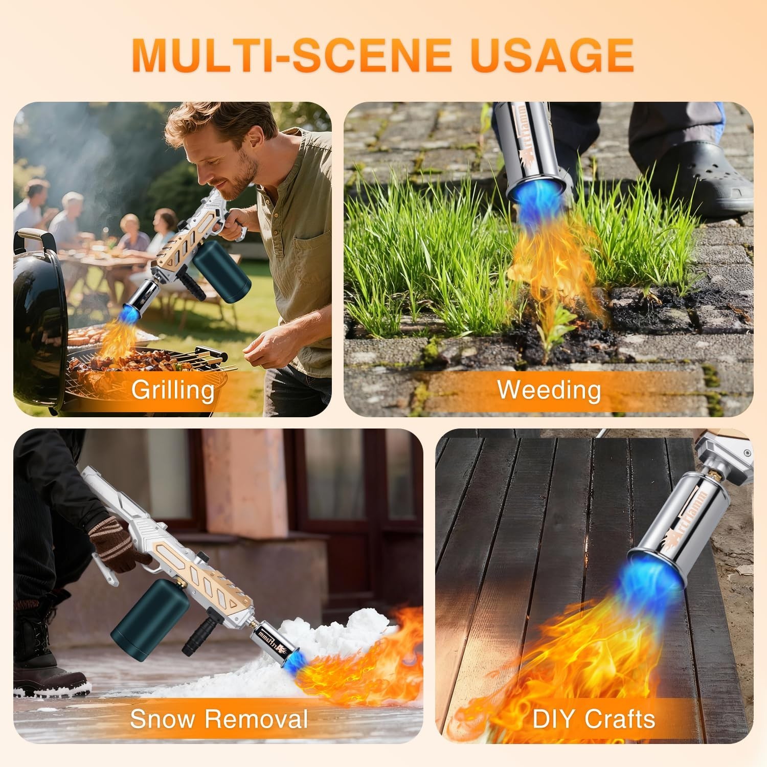 Powerful Propane Torch Gun, Kitchen Grill Torch with Detachable Design, Adjus...