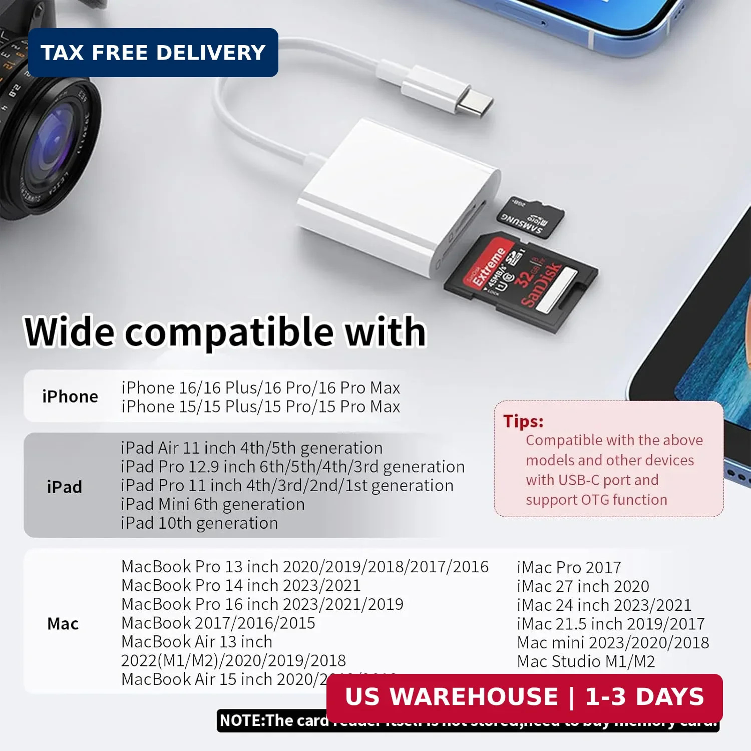 MaxRenard SD Card Reader for iPhone,sd card reader usb c & micro sd card reader,