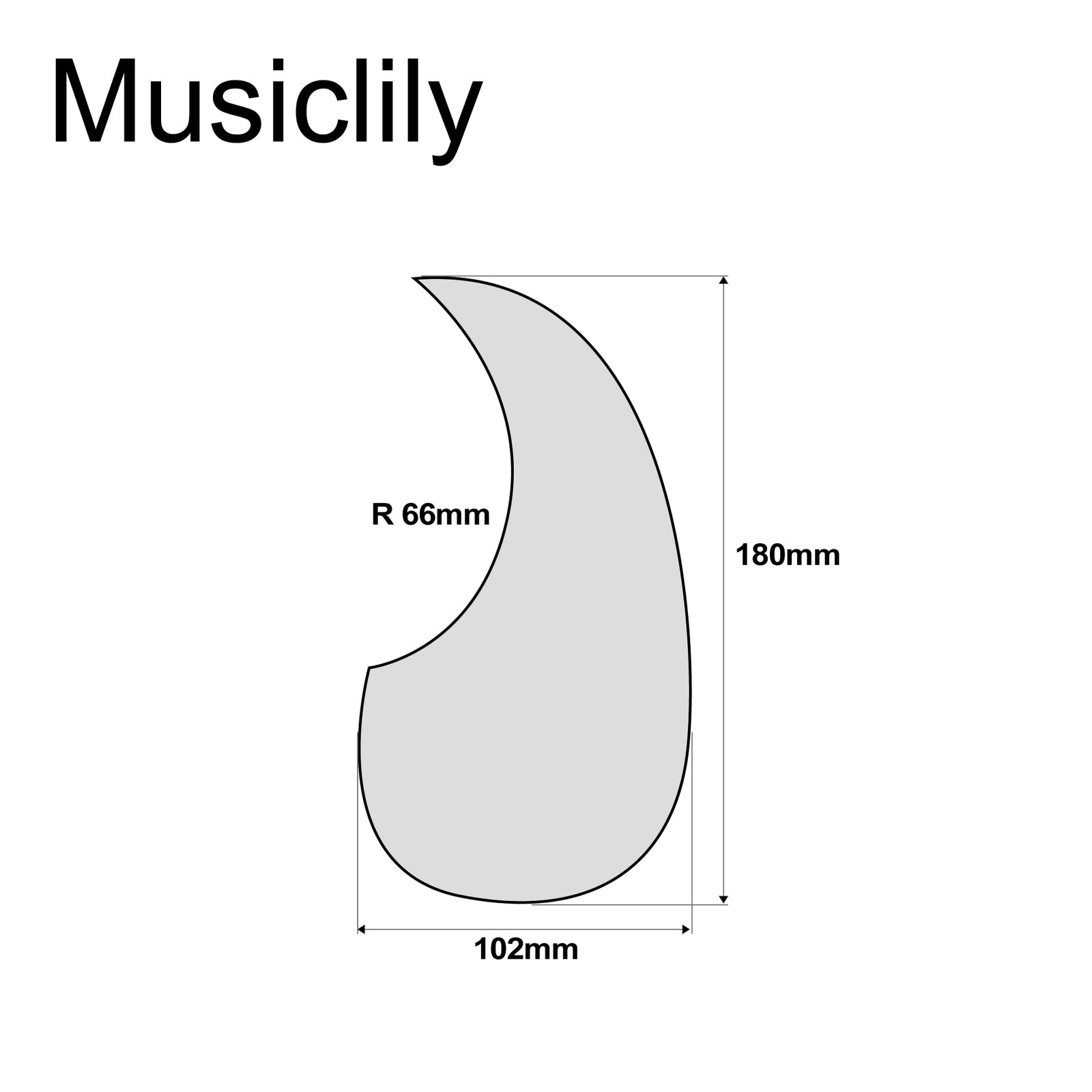 Musiclily Oversize Acoustic Guitar Self-adhesive Oversize, Glossy Black
