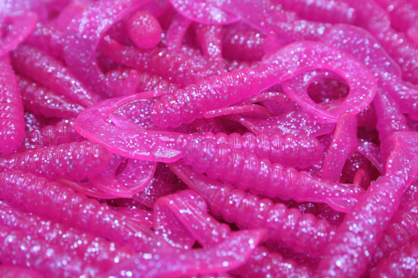 4" Pink Sparkle Twister Tail Grubs Walleye Bass Soft Plastic Fishing Lures