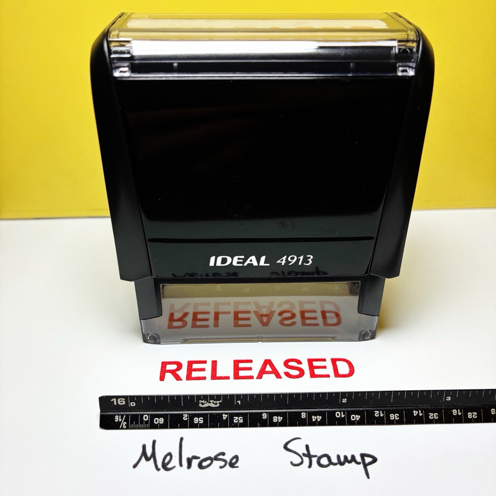 Released Rubber Stamp Red Ink Self Inking Ideal 4913