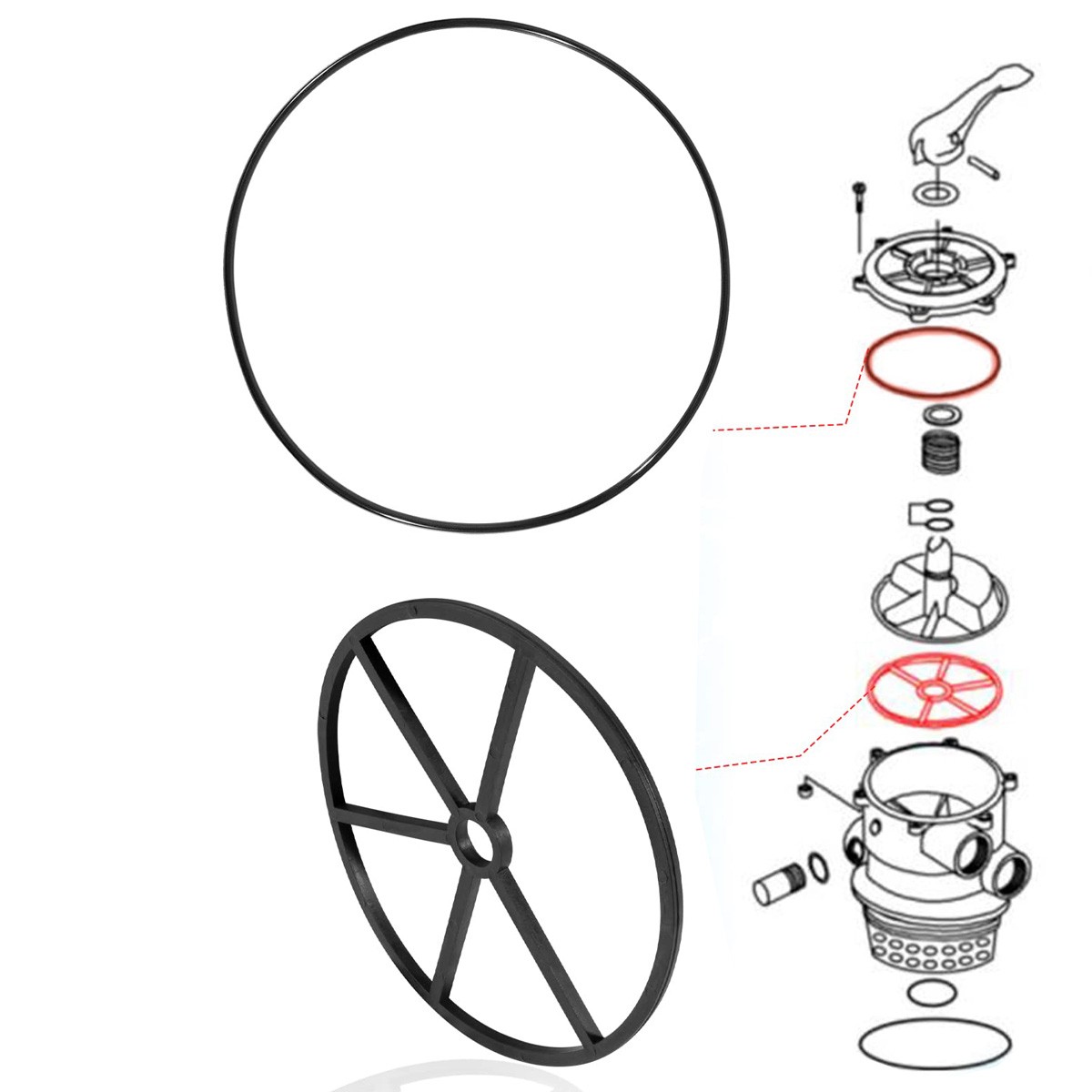 For Pentair Multiport Valves 271148 2" Diverter Spider Gasket & 271151 O-Ring