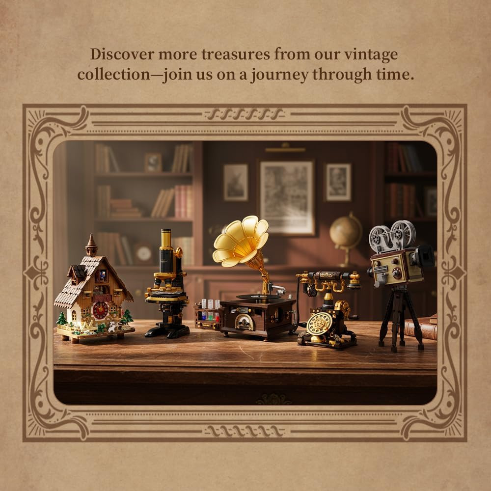 Retro Microscope Building Kit for Adults, Antique Science Instrument Model wi...