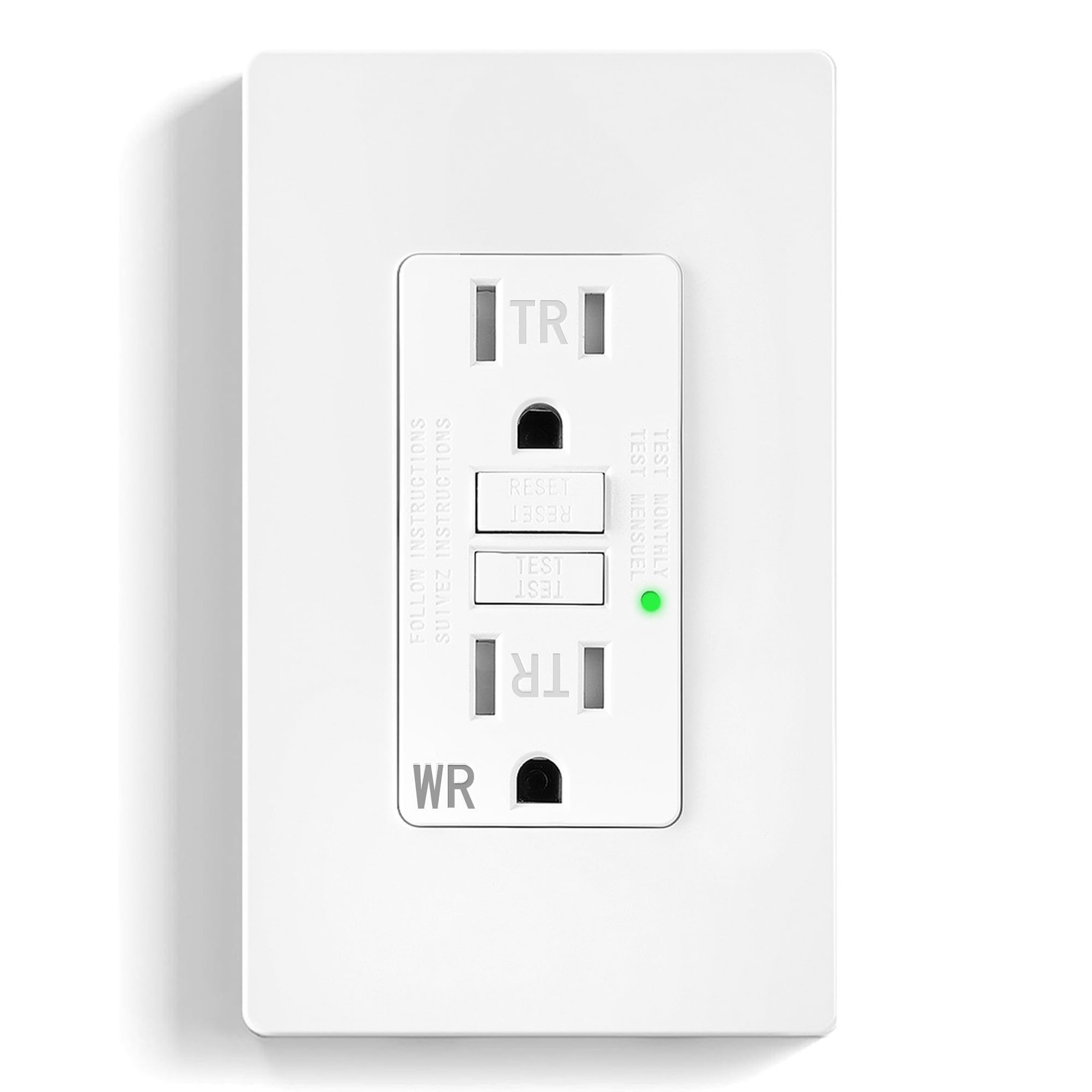 1-Pack GFCI Outlet 15 Amp, Self-Test GFI Electrical Receptacle with LED Indic...