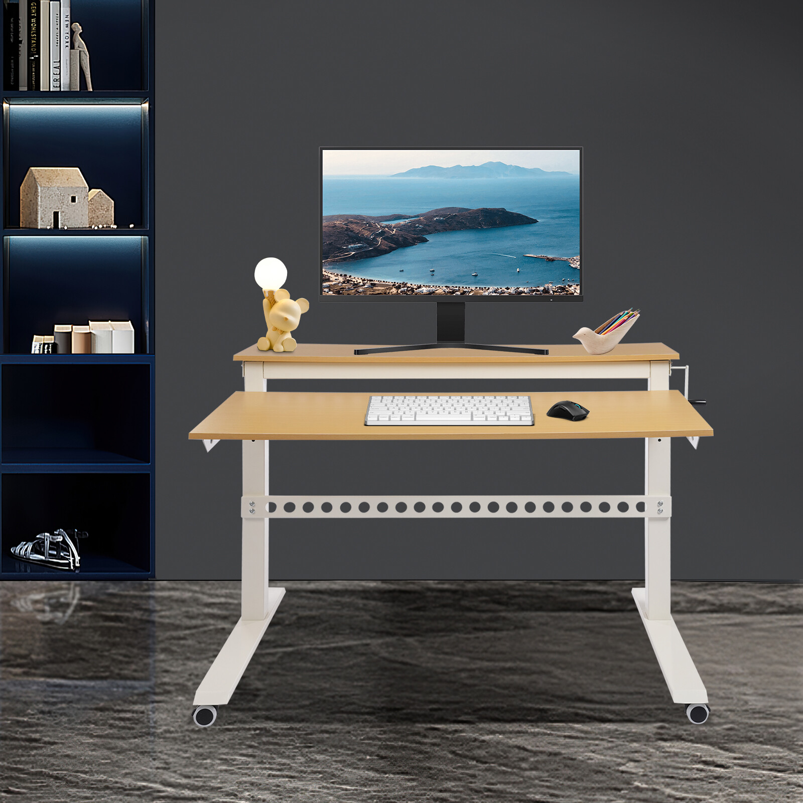 Home Office Height Adjustable Standing Desk Computer Desk w/ Wheels 47"x 28.5"