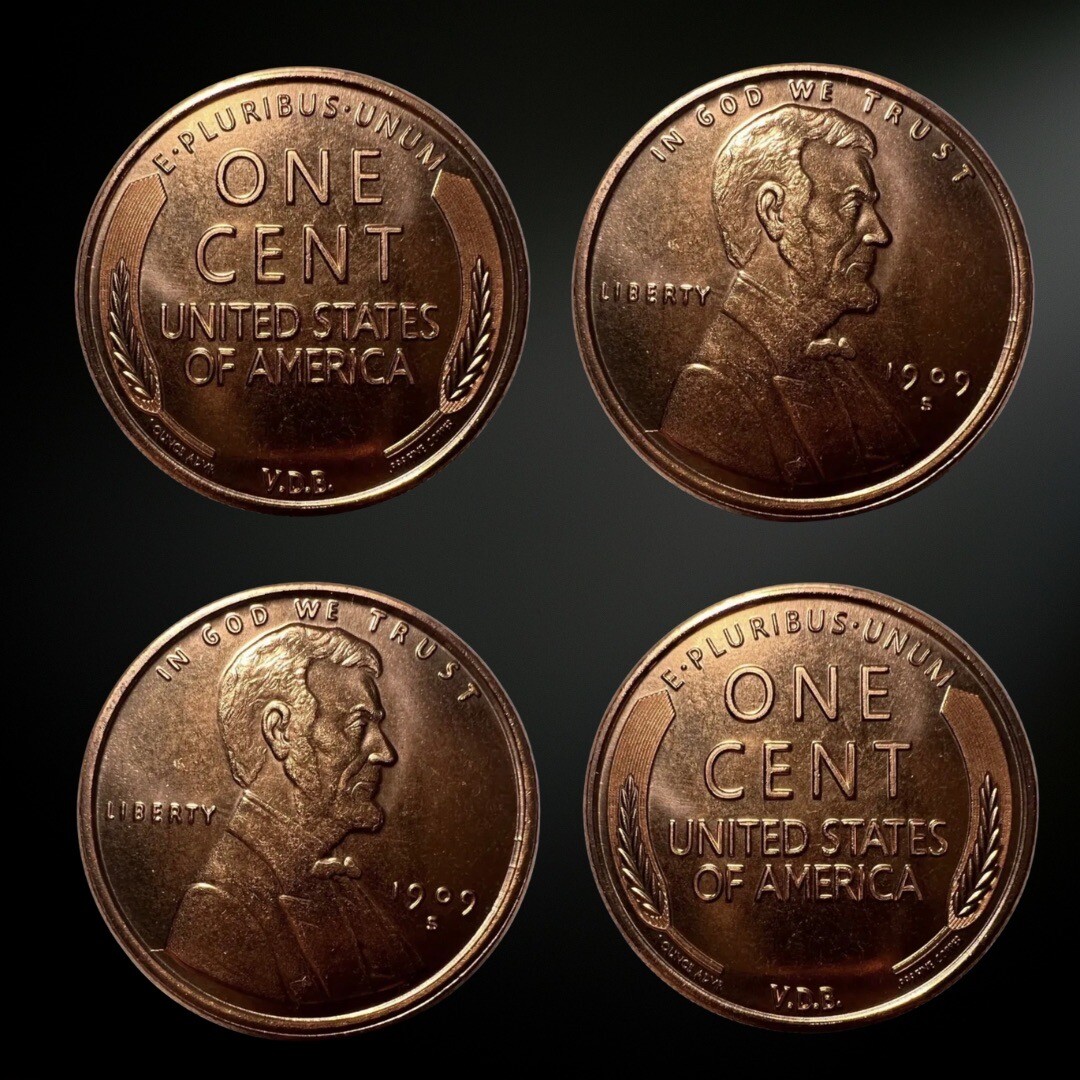 4x 1 oz 1909-S VDB Lincoln Wheat Cent Round .999 Pure Copper BU Bullion