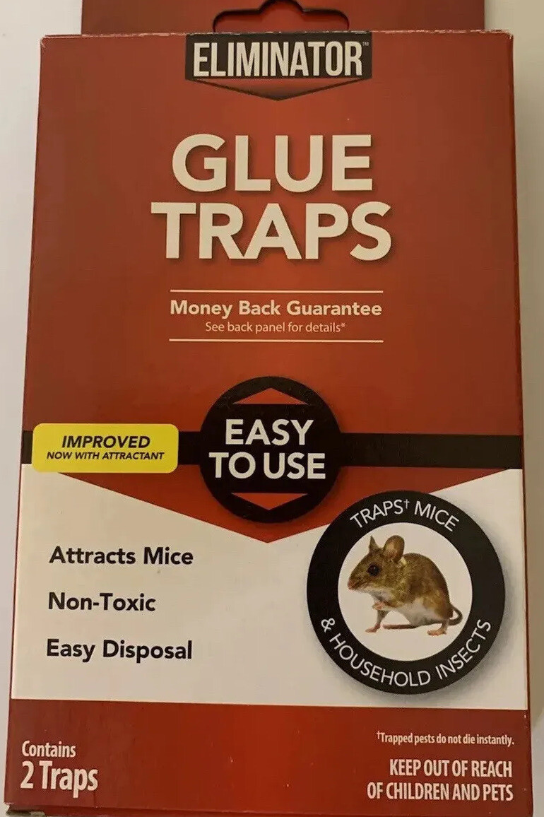 ELIMINATOR GLUE TRAP SPIDER INSECT SCORPIONS MICE ANTS ROACH  2 Traps in box