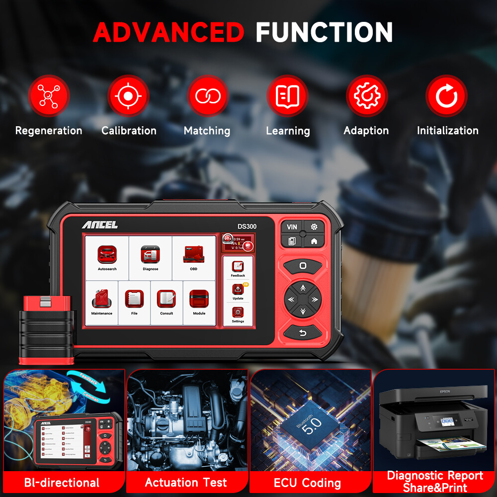ANCEL DS300 Bidirectional OBD2 Scanner Car Diagnostic Tool ECU Coding TPMS DPF