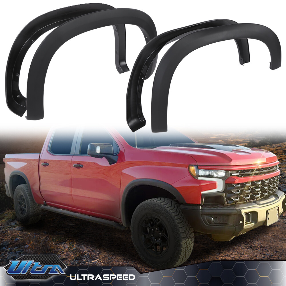 Fit For 2019-2024 Chevy Silverado 1500 Factory Style Textured Fender Flares