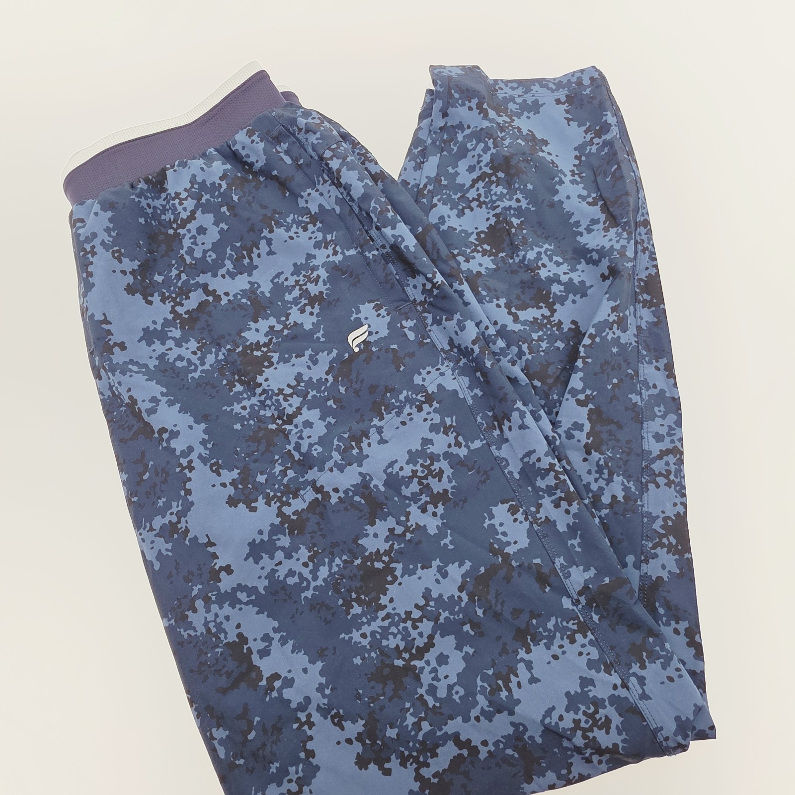 Fabletics Fundamental Pant Mens Large 32X32 Blue Camo 4-Way Stretch Zip Pocket