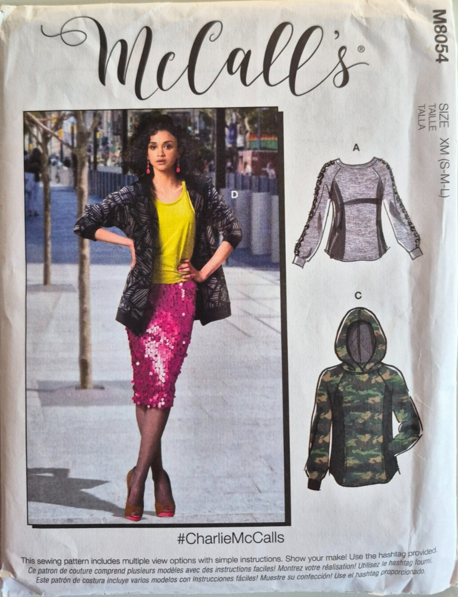MCCALLS PATTERN 8054 TOPS JACKET MISSES/MENS SIZES SMALL MED LARGE  NEW UNCUT FF