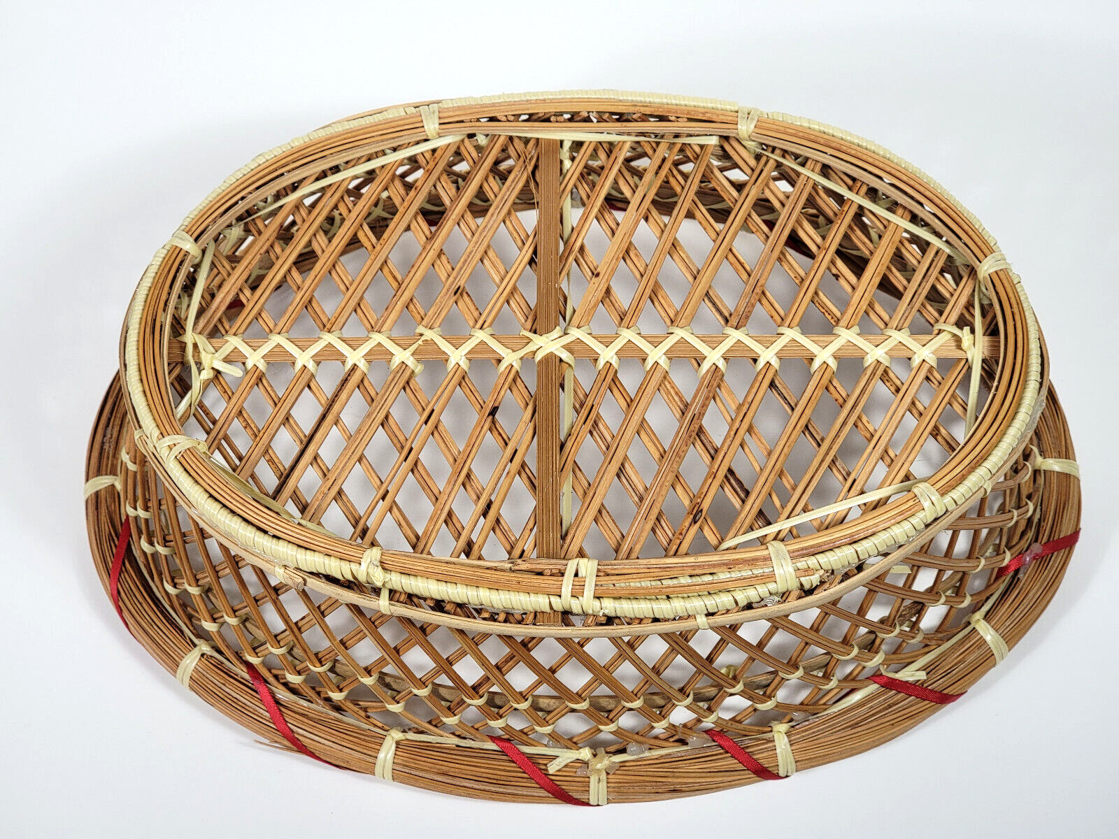Decorative Wicker & Bamboo Open-Weave Bread Basket 12"x8"