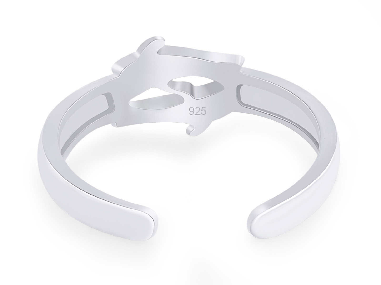 Dolphin Adjustable Toe Ring In 14K White Gold Plated Sterling Silver