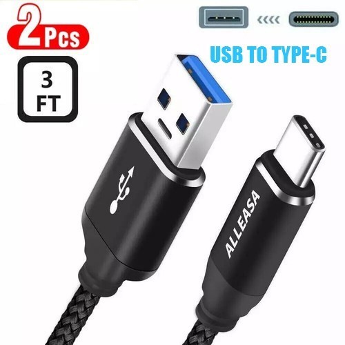3-PACK 3.3Ft USB to USB-C Type C Fast Charging Data SYNC Charger Cable Cord