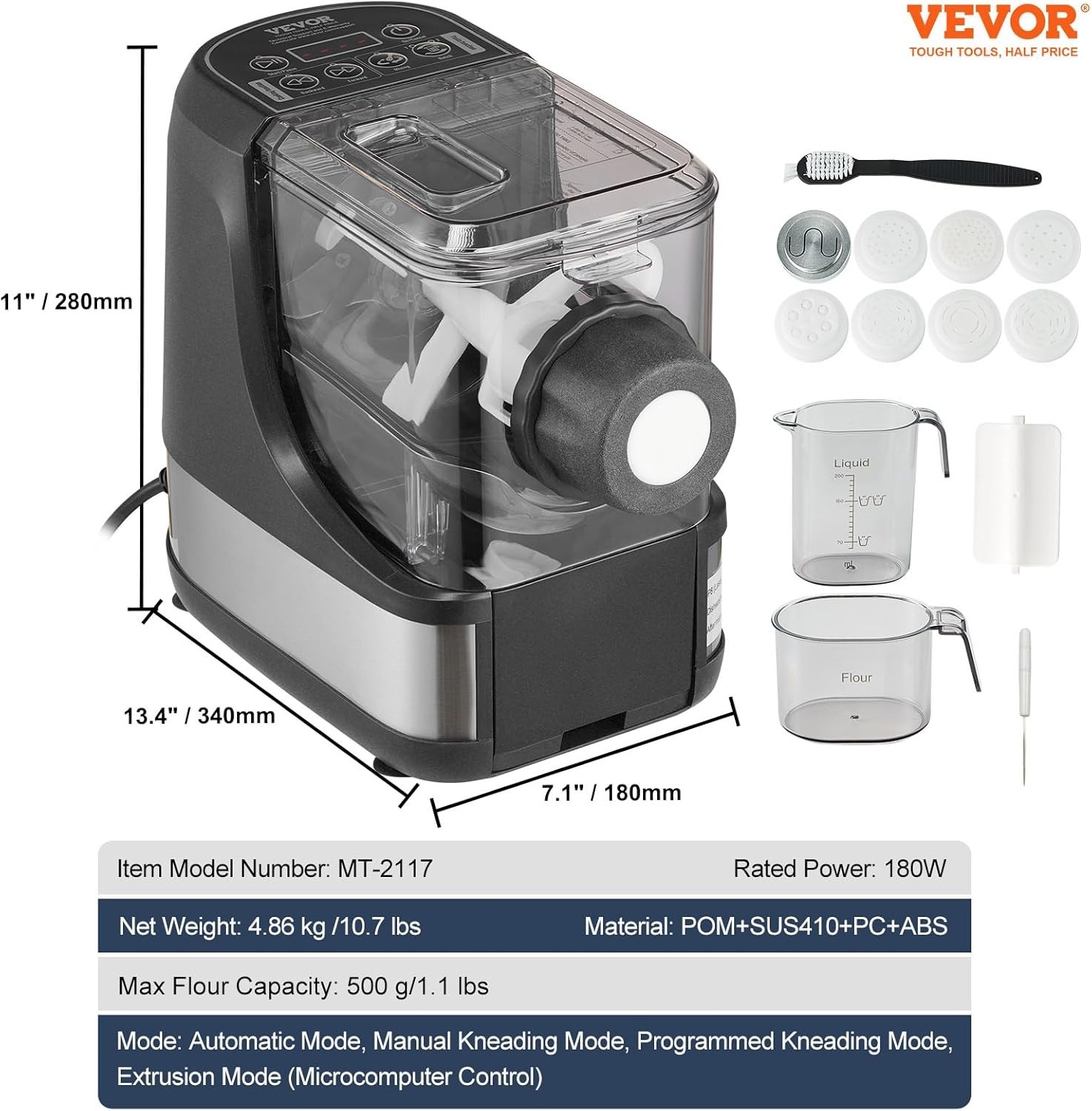 Electric Pasta Maker 150W Automatic Noodle Machine 8 Shapes 4 Modes