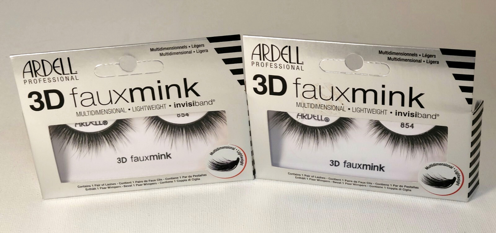 2 Pack Ardell Professional 3D Fauxmink Lightweight 854 Lashes New Free Shipping