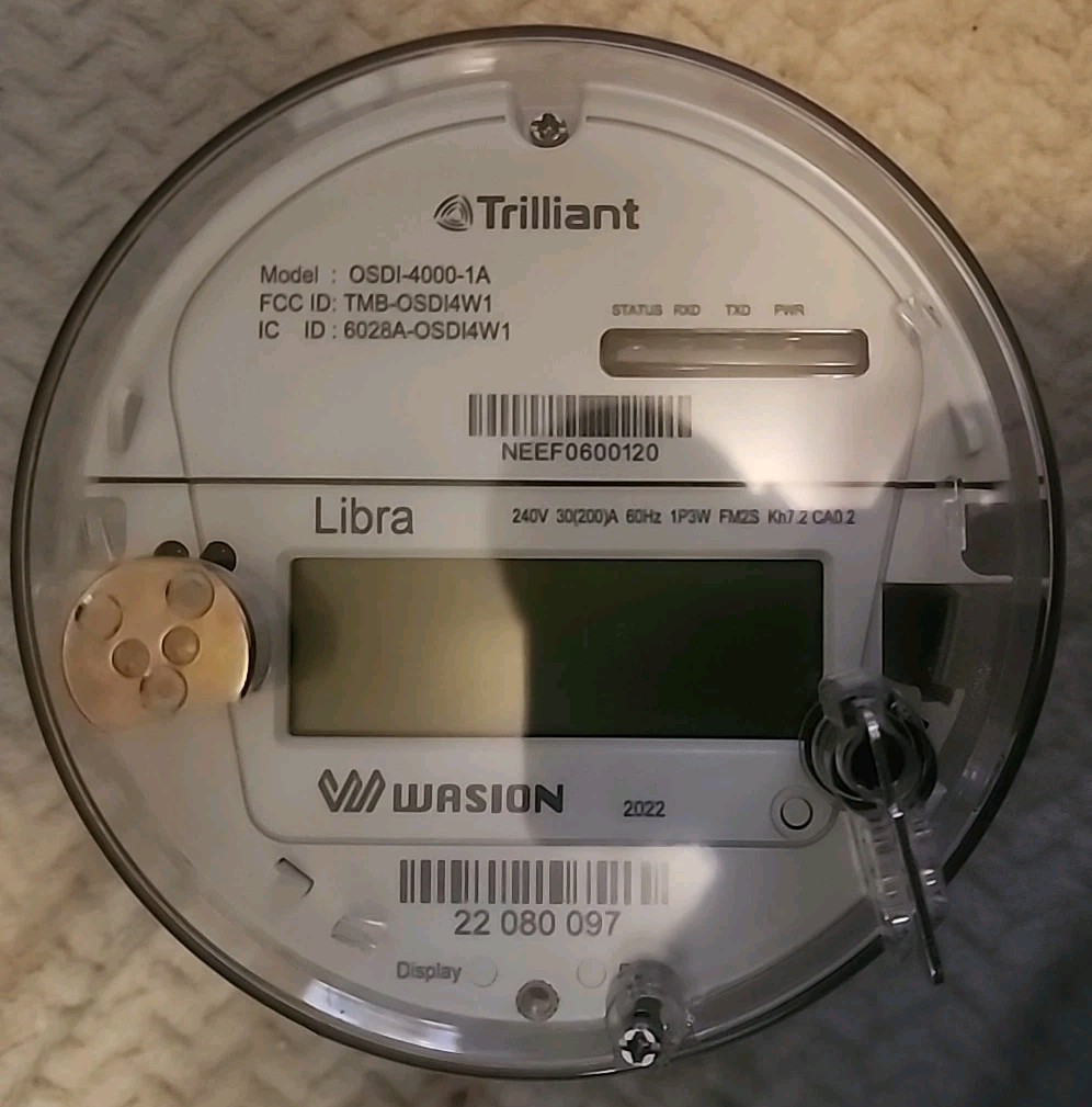 Trilliant Libra Wasion Model OSDI-4000-1A,TMB-OSDI4W1,IC ID 6028A-OSDI14W1,240V