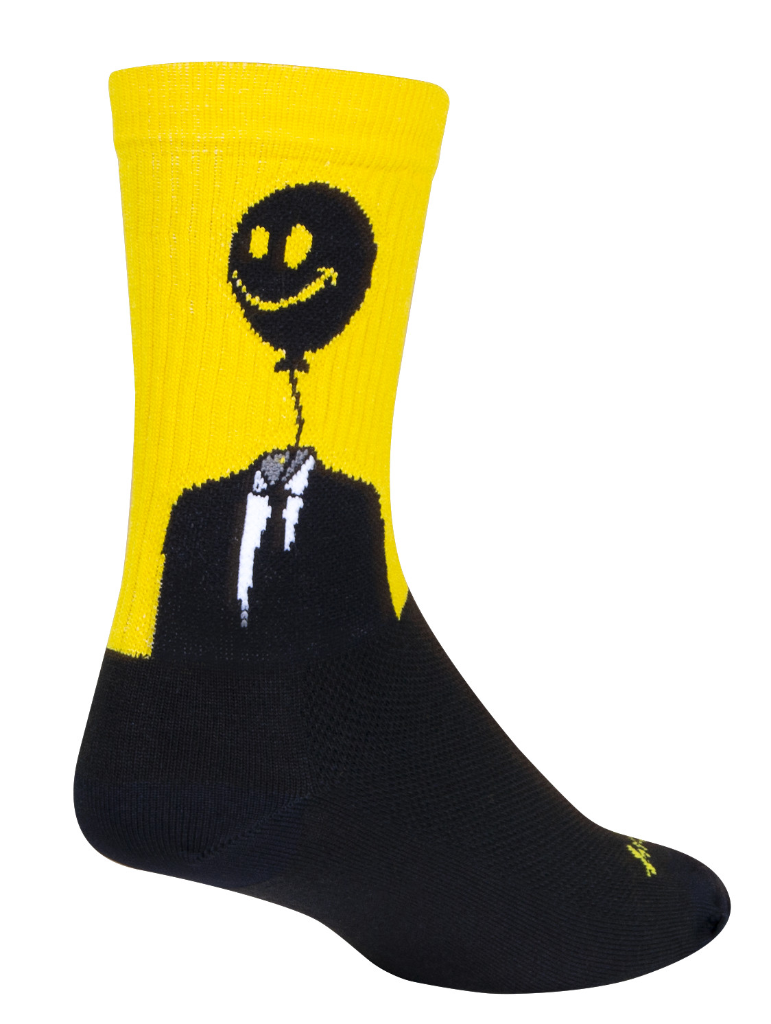 Socks - SockGuy - Happy Black/Yellow S/M 6" Crew Cycling/Running NEW