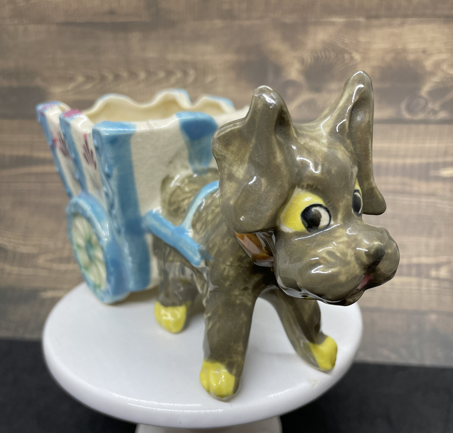 Vtg Ceramic Pottery Disney Lady Tramp 60 Planter Pink Collectible Blue HTF Japan