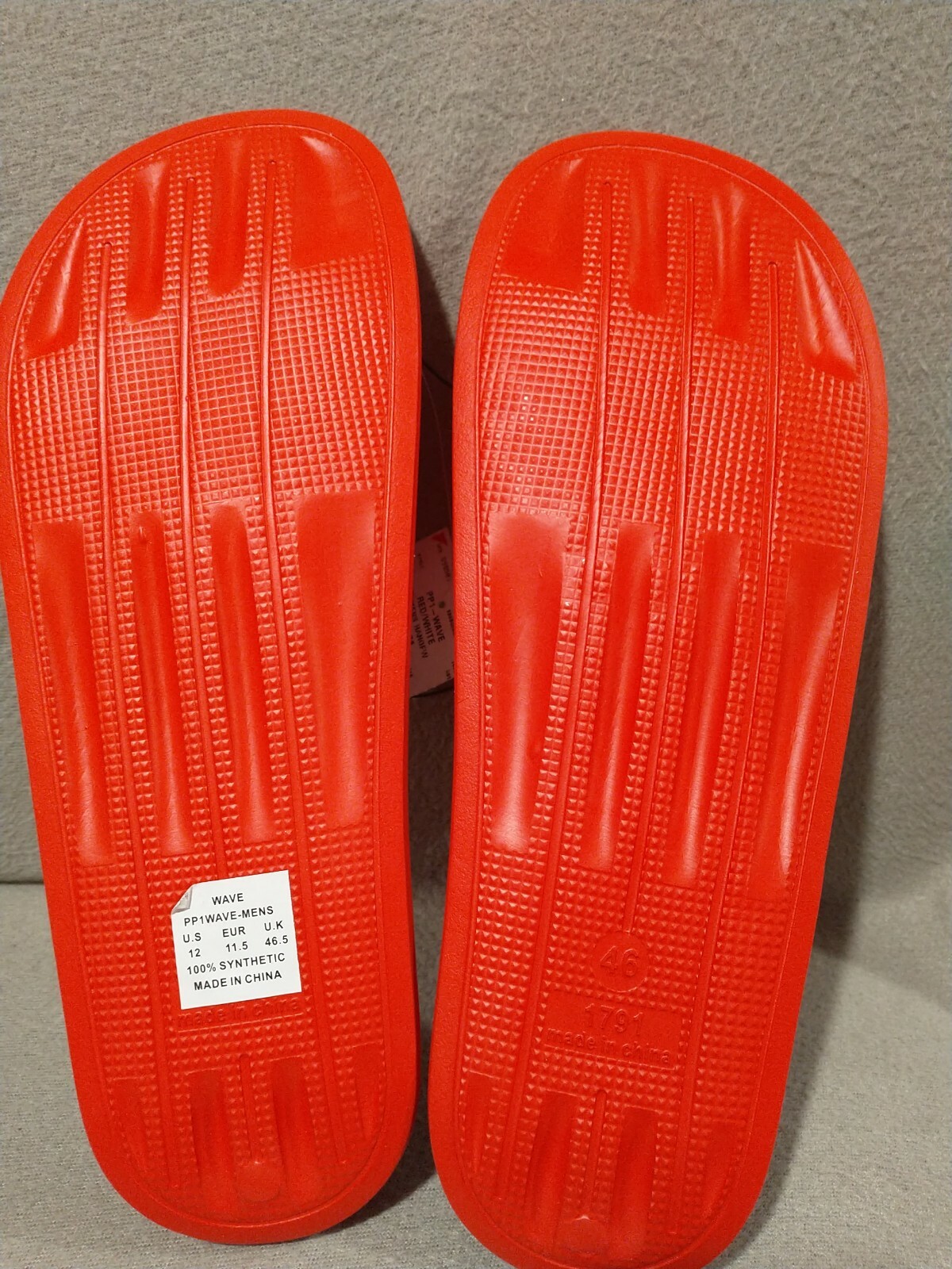 PONY WAVE Mens Slide Pool Beach Sandals Flip Flops Red White Size 12 M