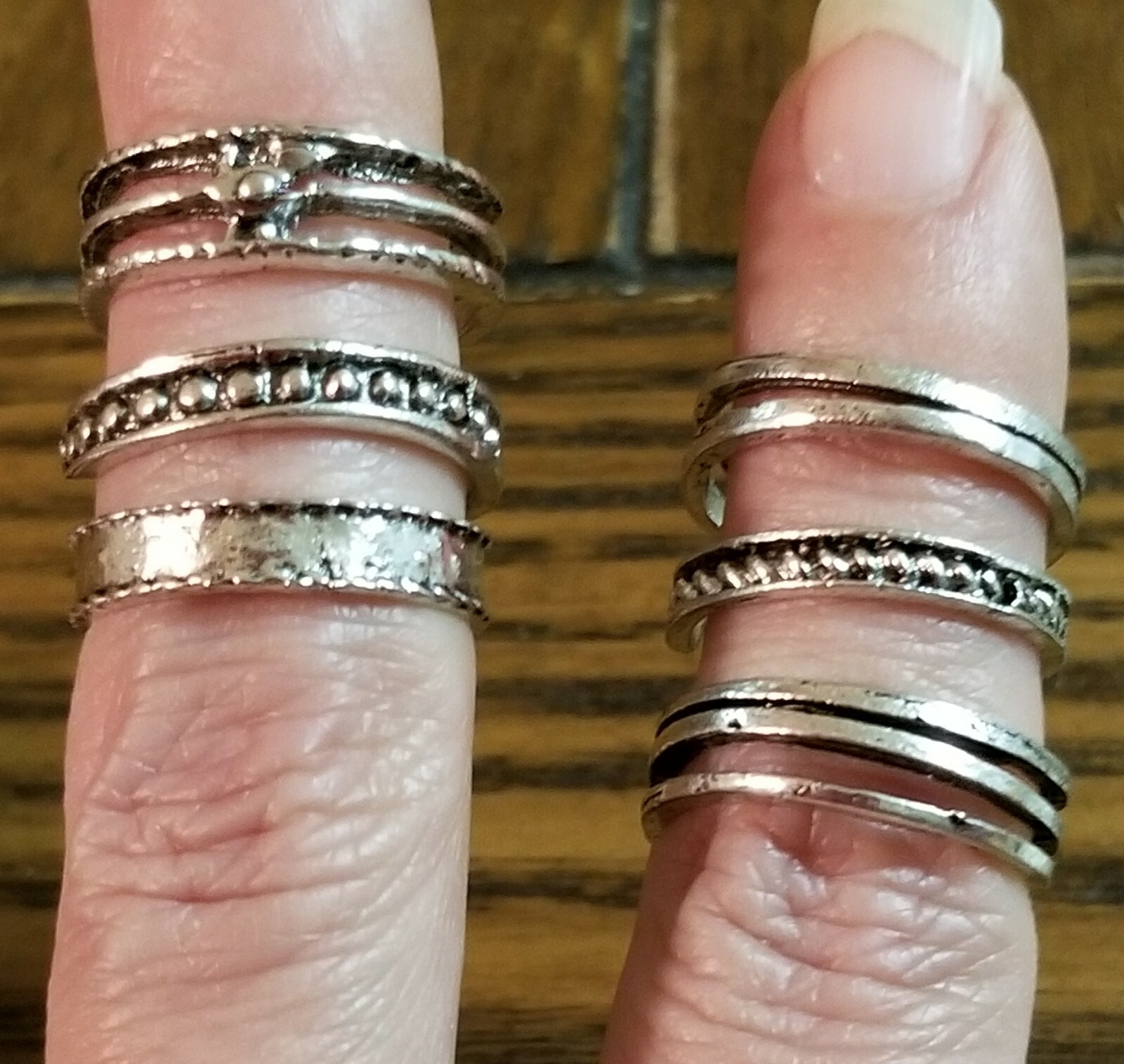 Set of 6 Classic Silver Toe Rings, Finger Rings, Beach Jewelry, Summer Jewelry
