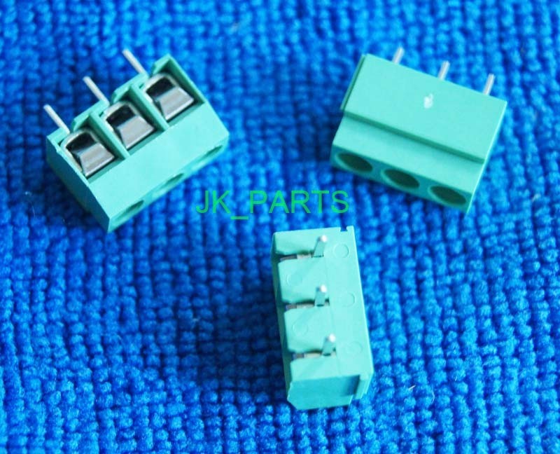 50pcs 5mm Pitch 3 pin 3 way Straight Pin PCB Screw Terminal Blocks Connector