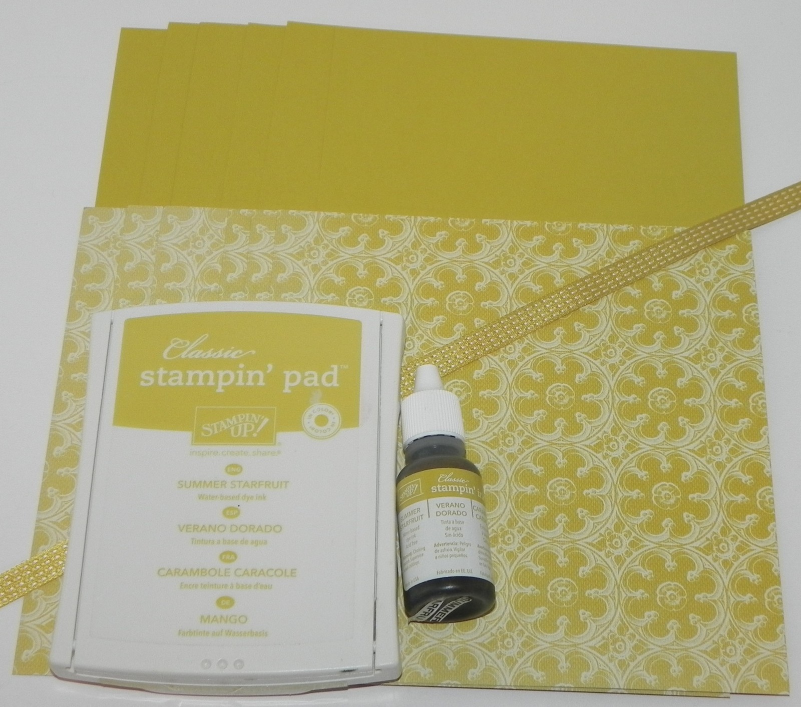 SUMMER STARFRUIT INK PAD REFILL 6X6 STRIPES DESIGNER PAPER CARDSTOCK STAMPIN UP