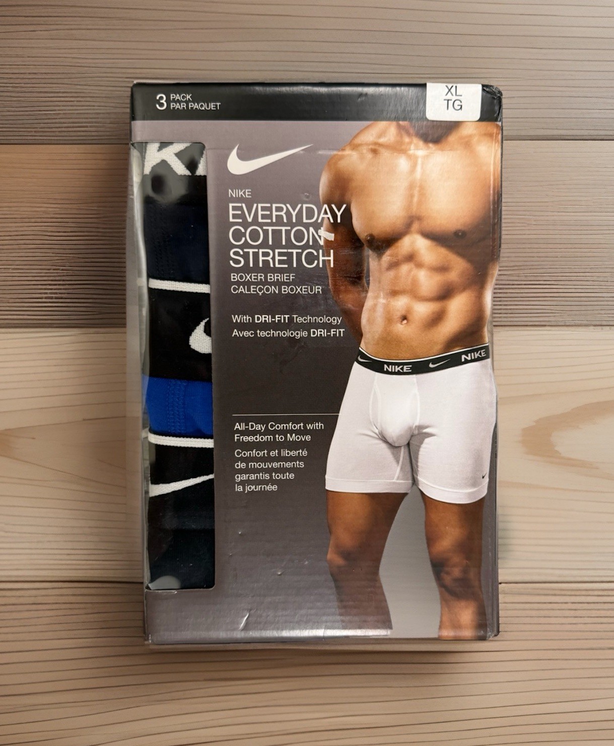 Nike Dri-FIT Everyday Boxer Briefs Mens XL 3 Pack Cotton Stretch KE1107O-475