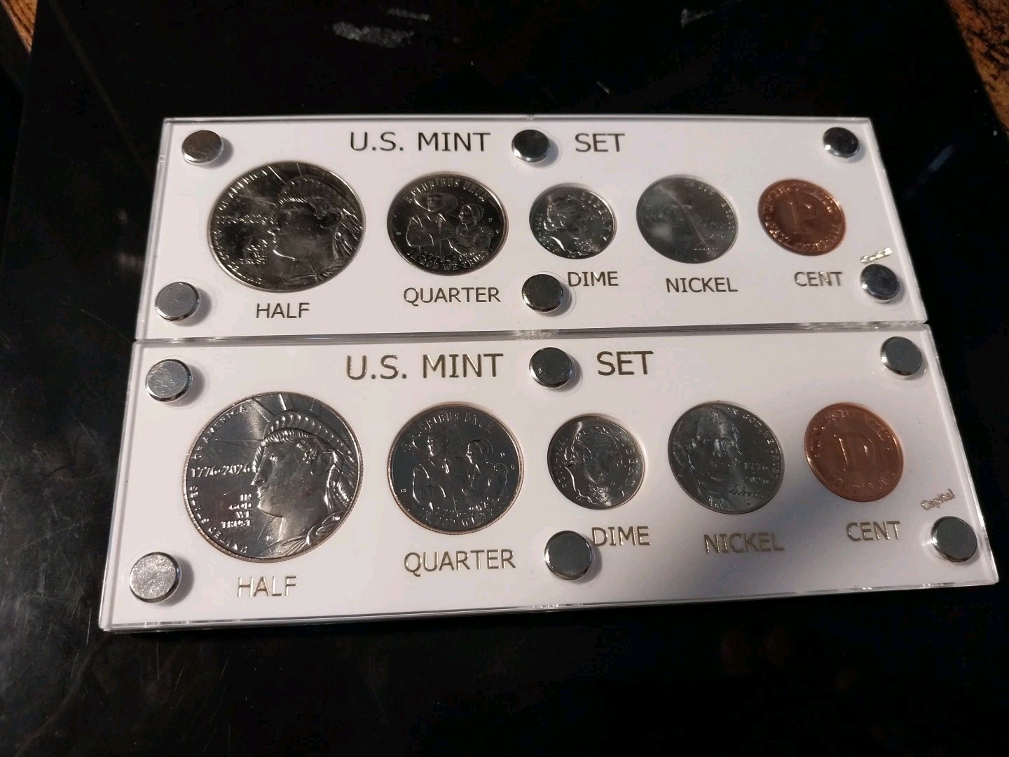 SEMI-QUINCENTENIAL IN CAPITAL HOLDERS HALF-NICKEL W/METAL SCREWS AND MINT TOKENS