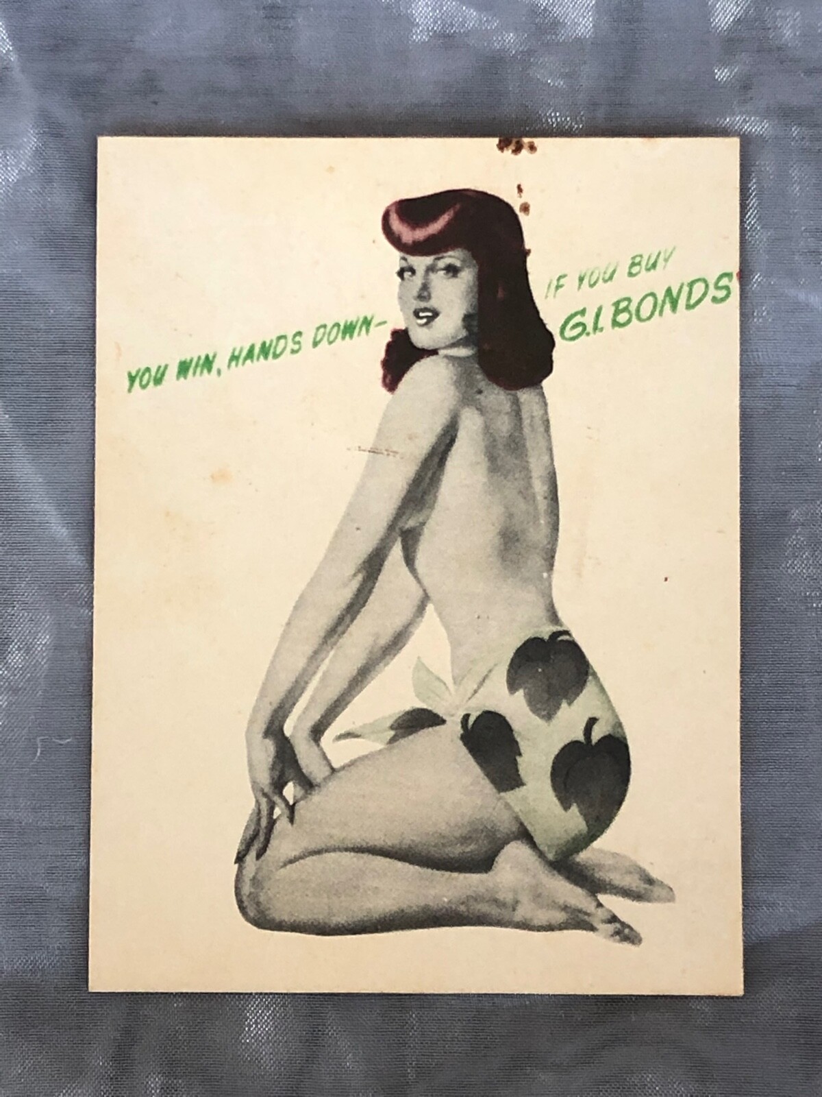 VINTAGE World War II War Bonds Pinup Card Betty Page?