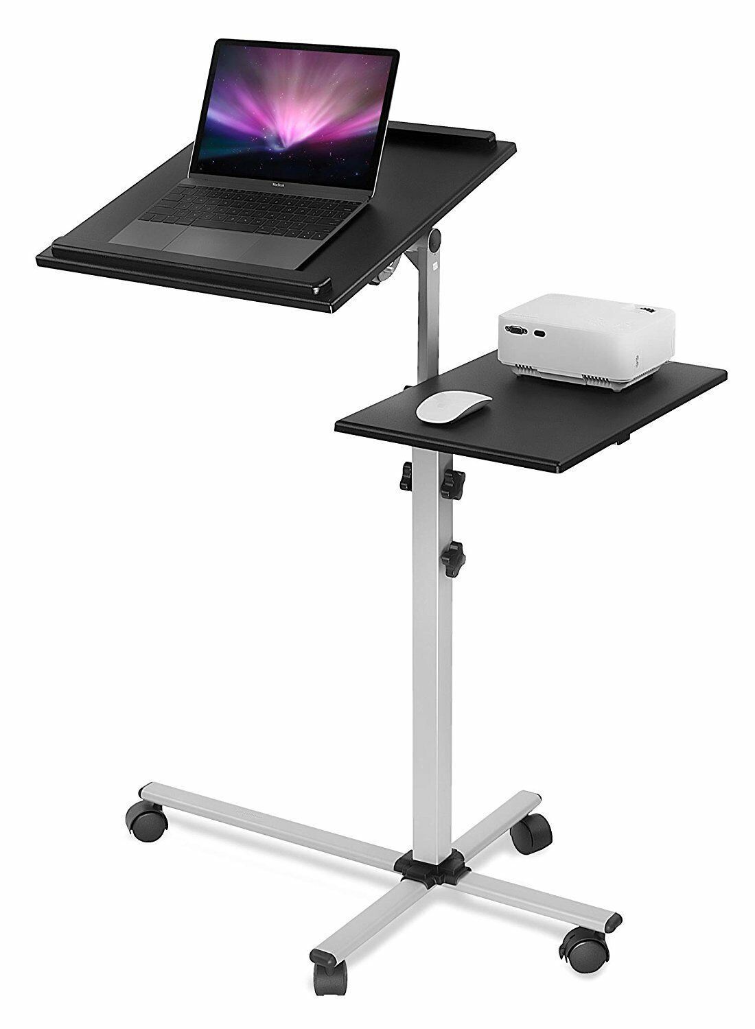 Mount-It! Rolling Laptop Tray and Projector Cart | Height Adjustable Presentatio