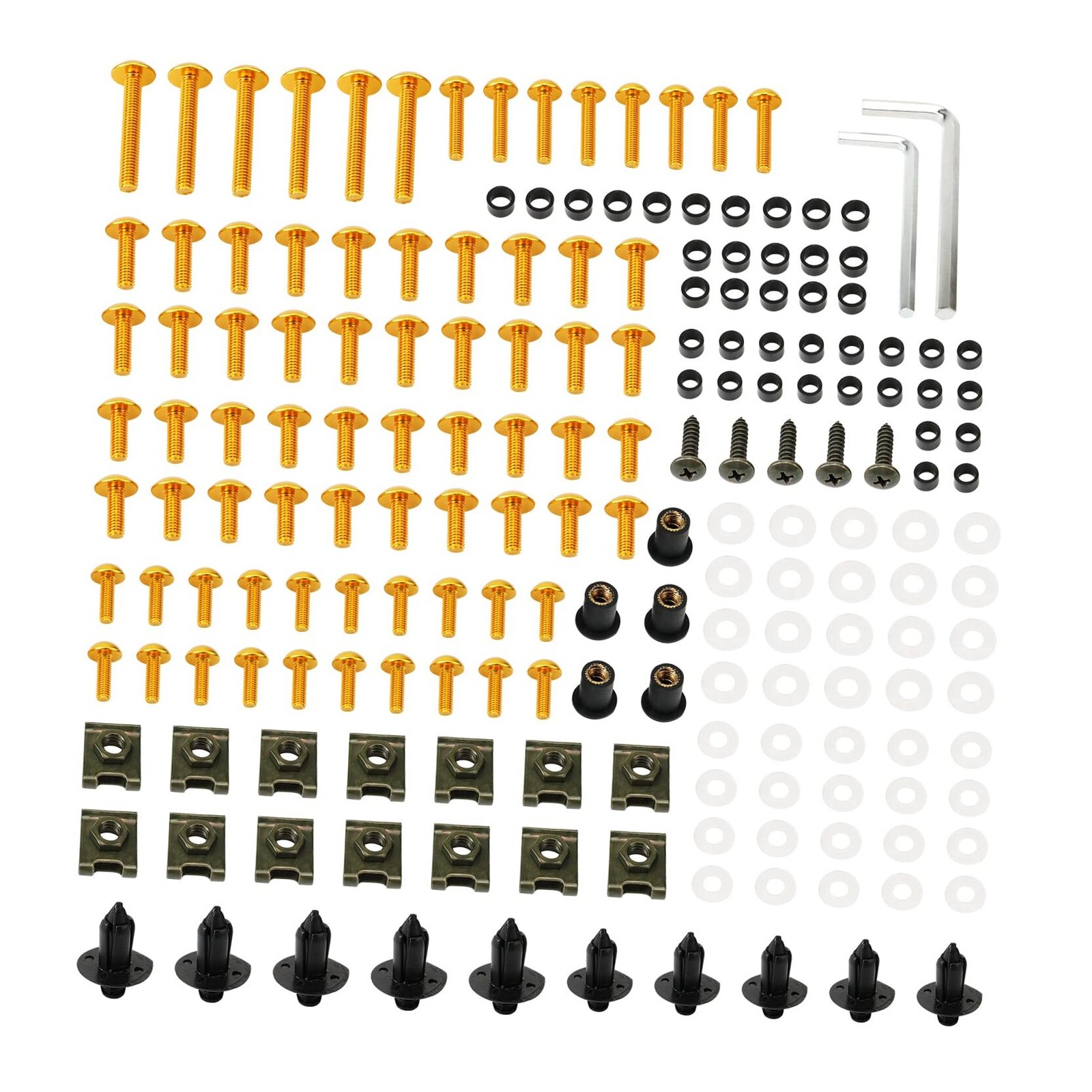 Gold Motorcycle Fairing Bolt Kit 190PCS Body Screws Outer Shell Screws