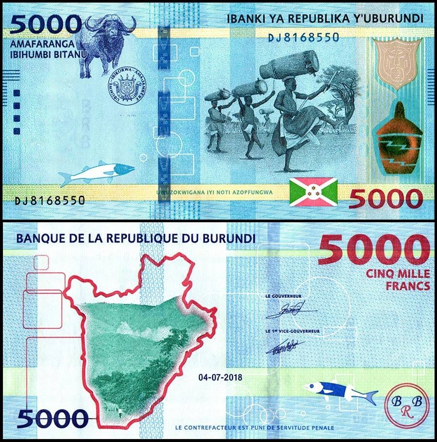Burundi 5000 Francs, 2018, P-53a.2, UNC