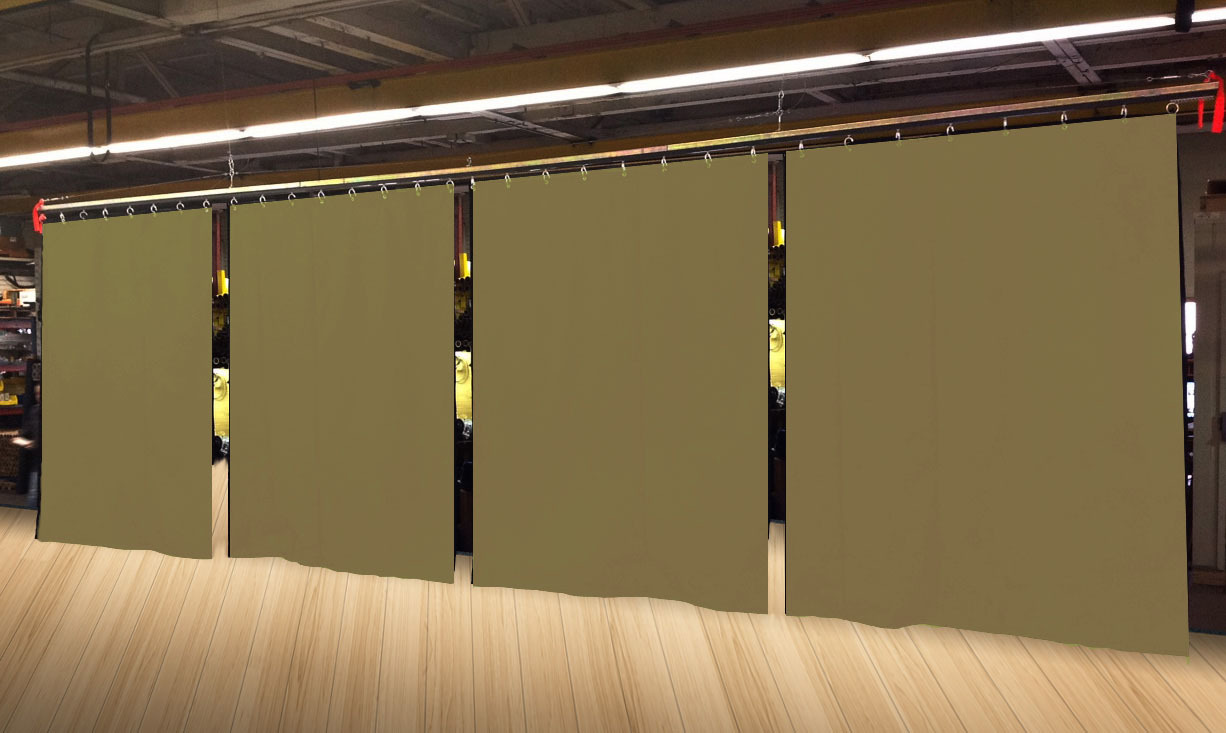 Lot of (4) Economy Tan Curtain Panel/Partition 10 H x 4½ W, Non-FR