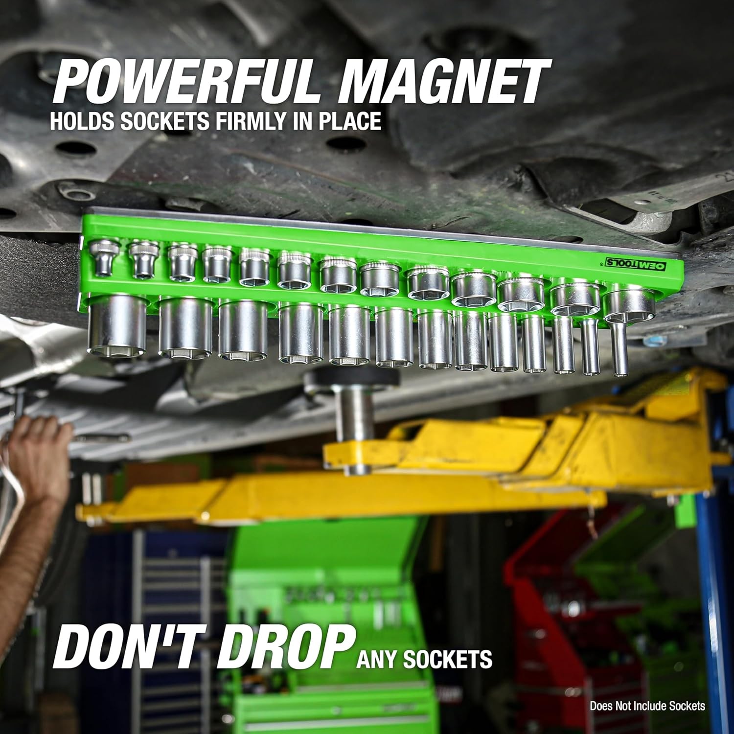 3-Pc Magnetic Socket Organizer, SAE Holder 1/4, 3/8
