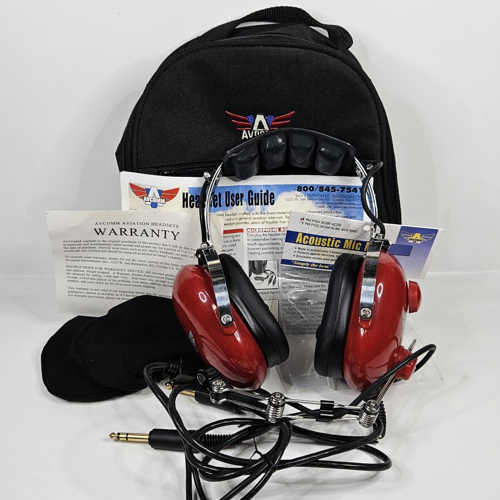 AVCOMM AC-250PNR Red Headset Bundle With Accessories