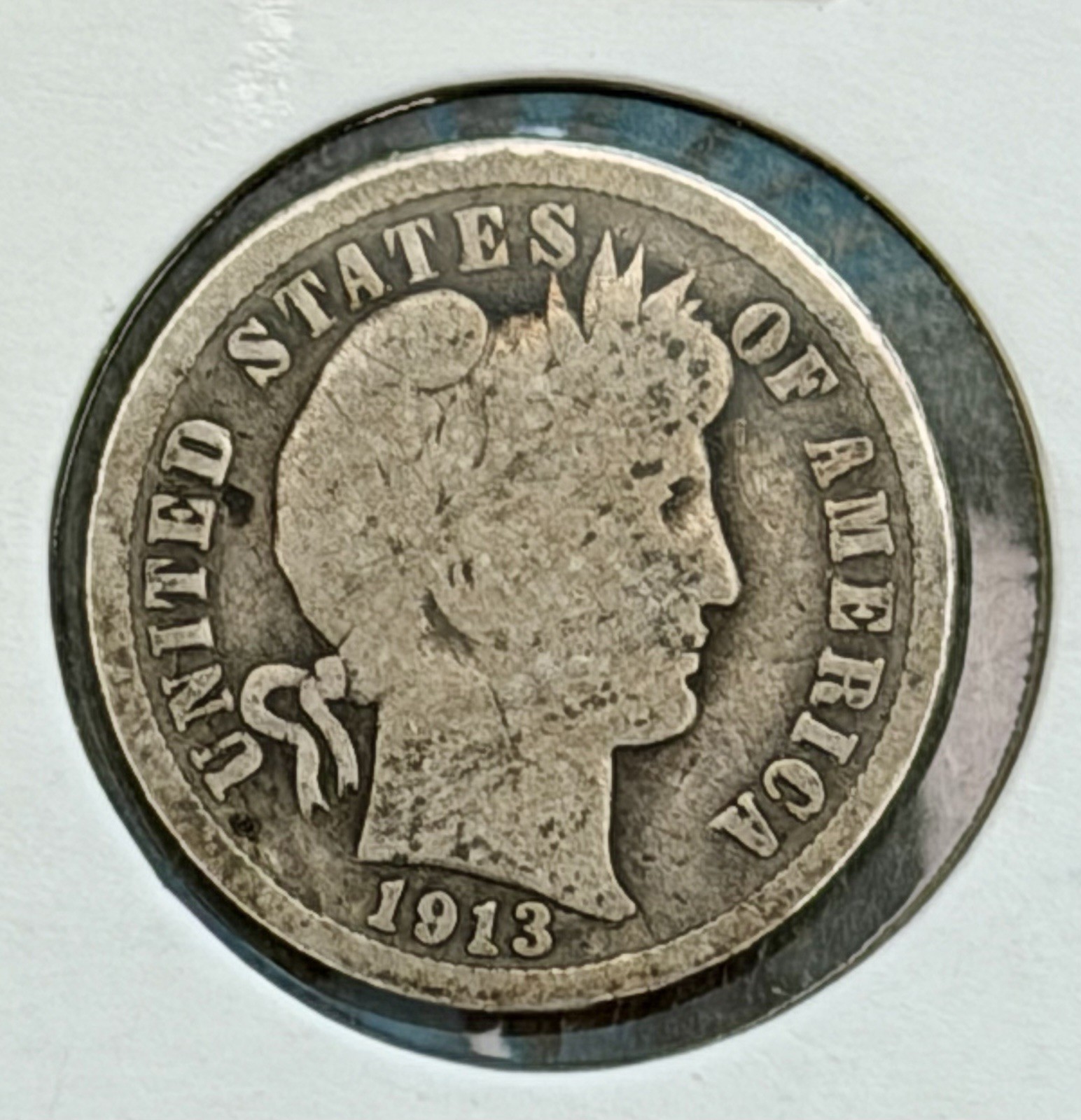 1913 Barber Dime 90% Silver 10C Philadelphia G/VG Circulated U.S. Coin