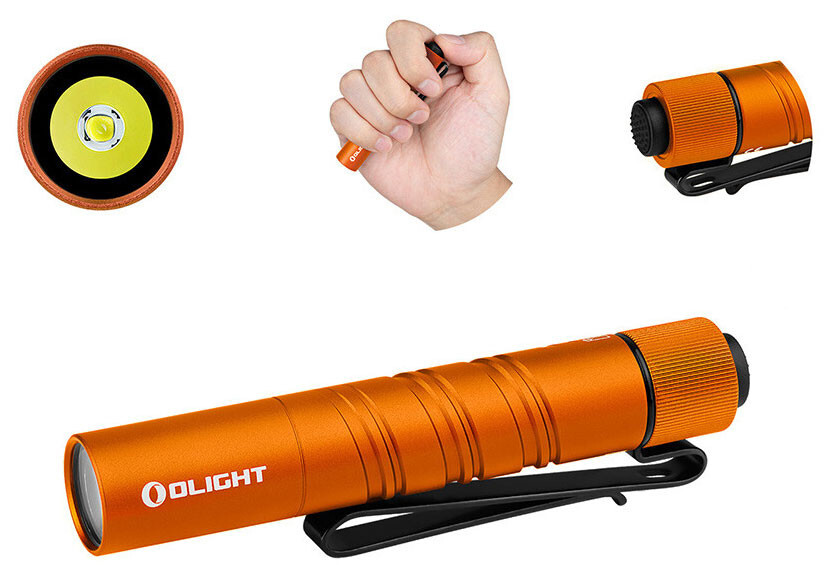 Olight I3T 2 EOS Orange Dual-Output Tail Switch EDC Flashlight, 200/300 Lumens