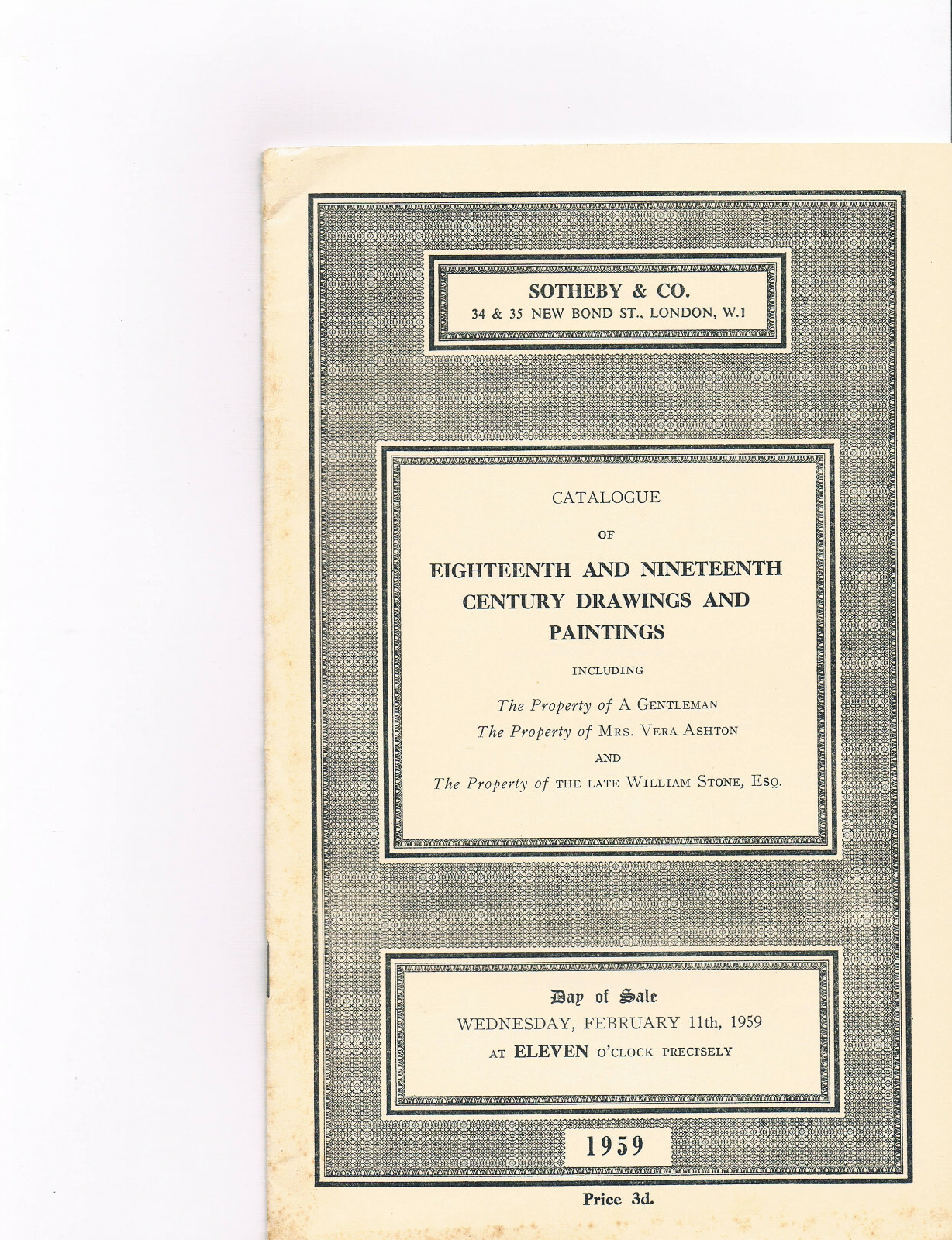 Sotheby's - 18th & 19thC Drawings & Paintings - Feb 11 1959 - Reynolds, Turner