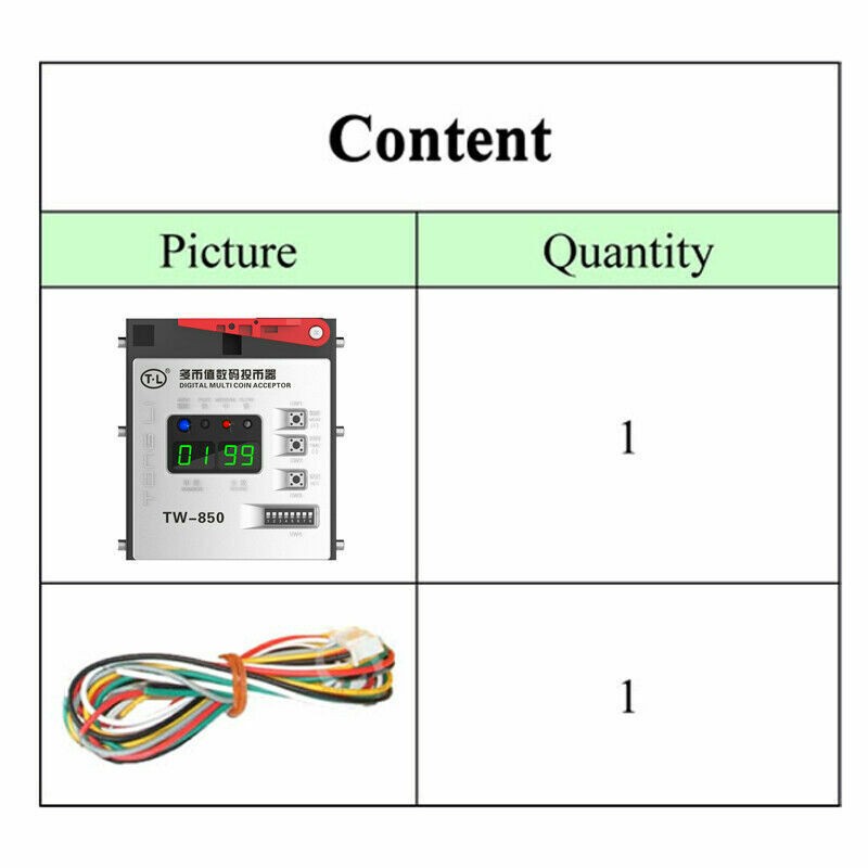 TW-850 Top Entry Multi Digital Coin Acceptor Coin Selector for Vending Machine H