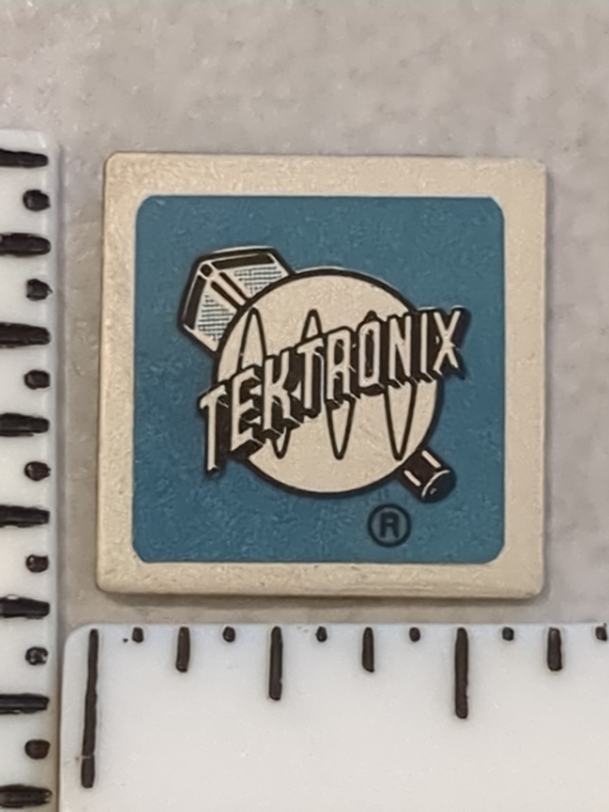 1x Vintage TEKTRONIX 5/8" Square Metal Emblem Plate Electronics