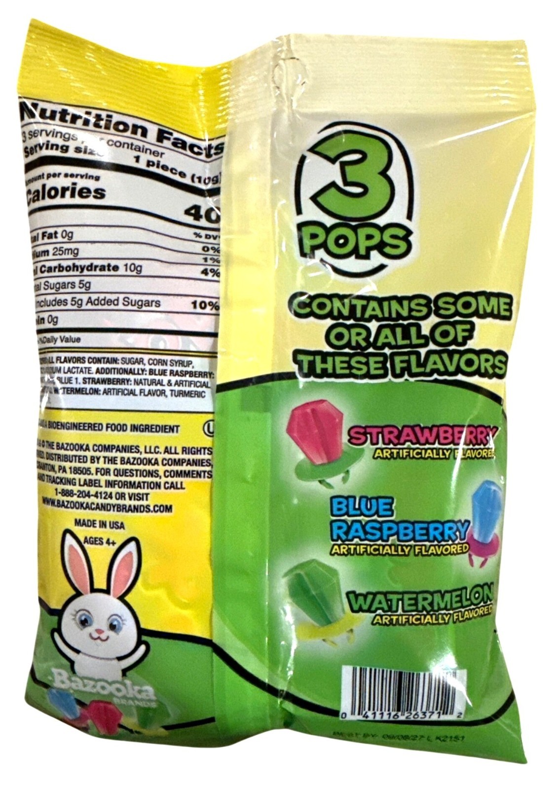 2pc Set 1.0 oz/3ct each Bag RING POP Easter Candy Strawberry + Blue Raspberry +