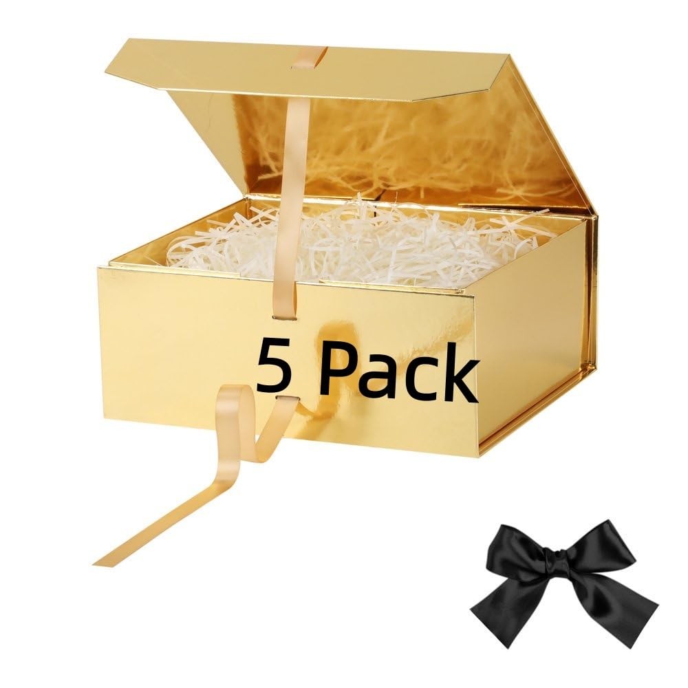 GoooodGift Large Gift Box Gold 5 Pack 13.5x11x5.3 inch Luxury Gift Box for Prese