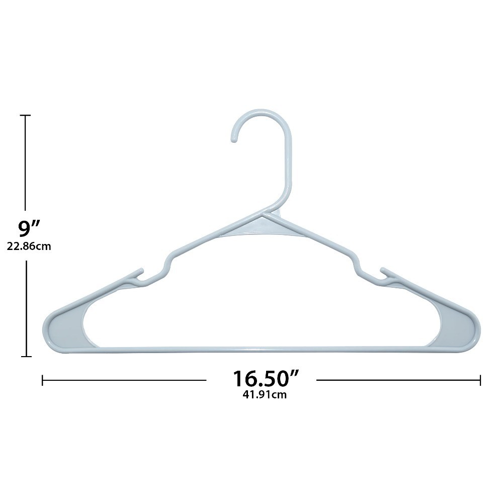 Plastic Notched Hangers for All Clothing Types Soft Silver 50 Pack