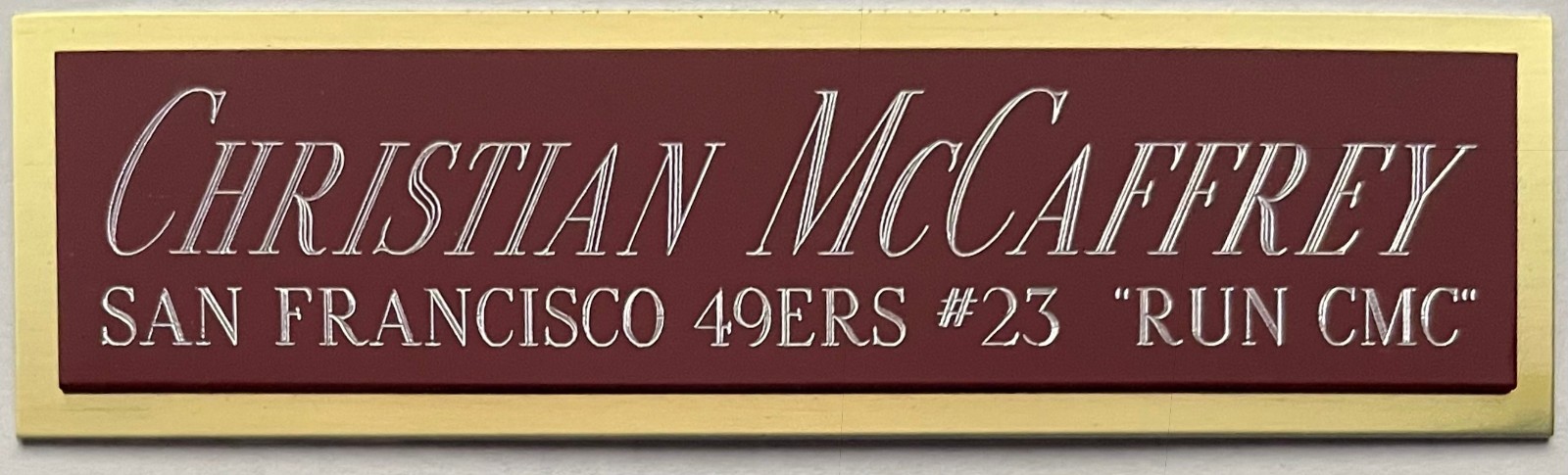 CHRISTIAN MCCAFFREY 49ERS NAMEPLATE FOR AUTOGRAPHED Signed PHOTO-FOOTBALL-HELMET